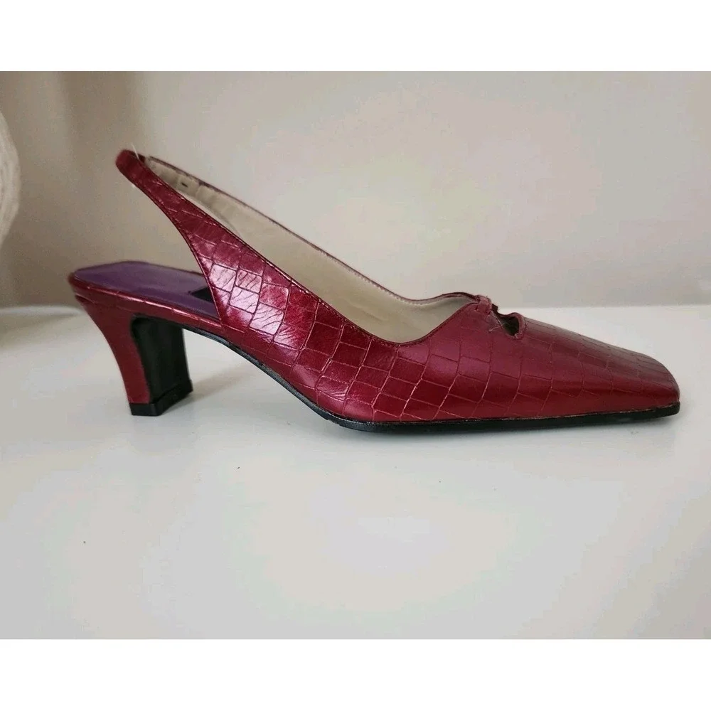 Etienne Aigner‎ Womens Leather High Heels Shoes Red Mahogany Made In Spain Sz 6M